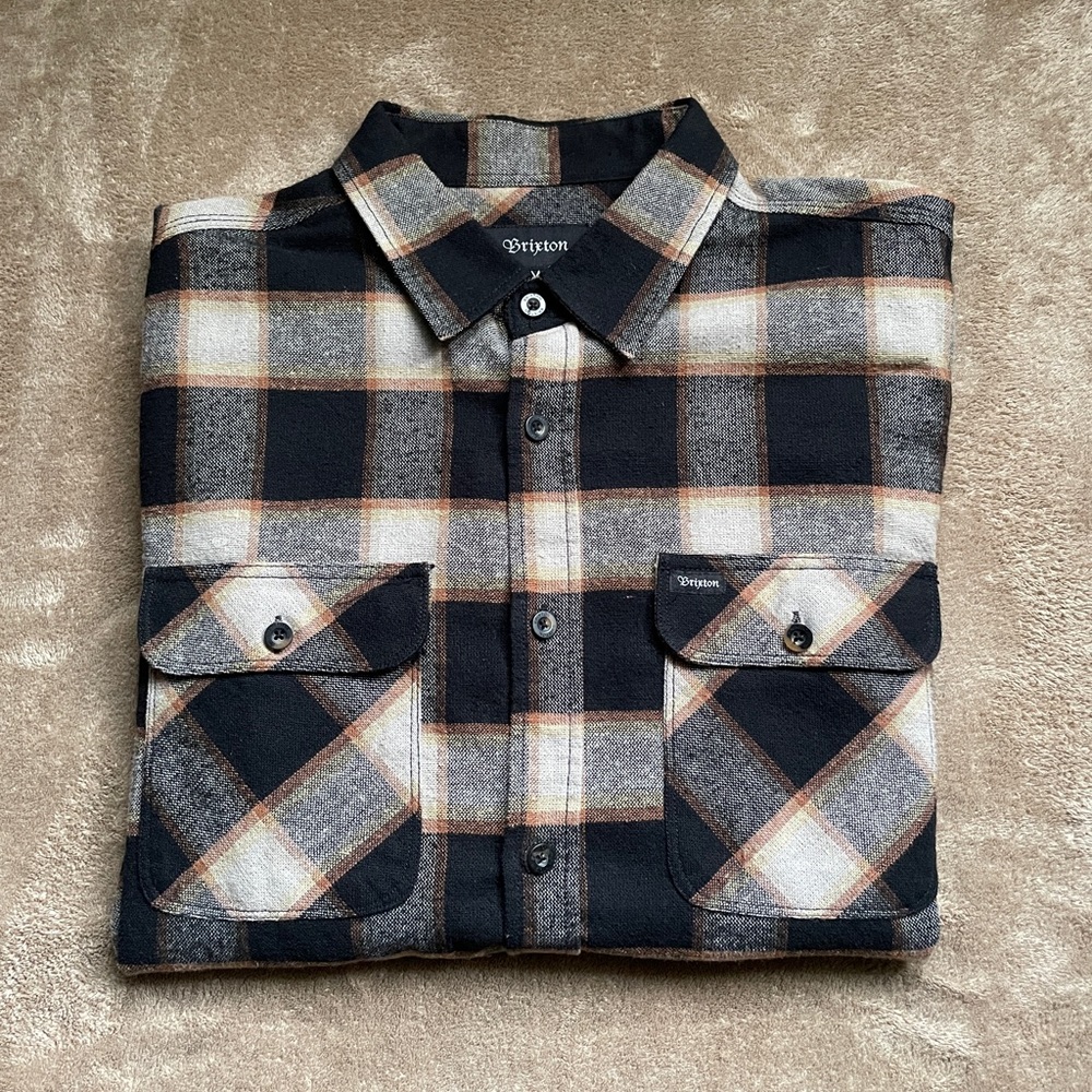 RARE Brixton Men’s Flannel Black/Brown Size M